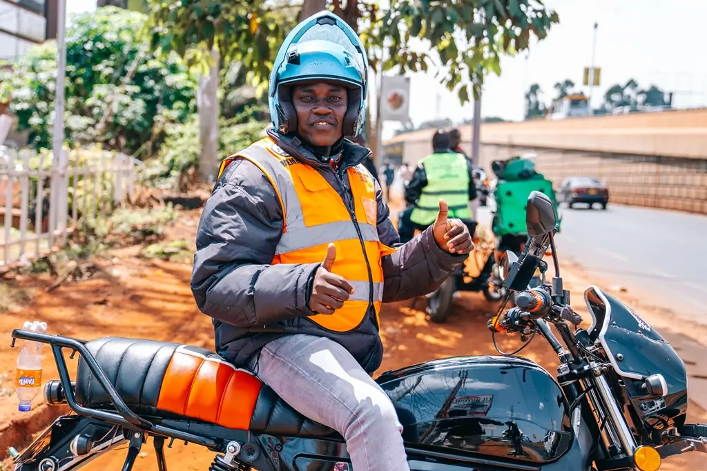 Man who has just got a loan for a boda boda